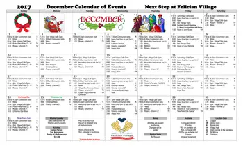 Activity Calendar of Felician Village, Assisted Living, Nursing Home, Independent Living, CCRC, Manitowoc, WI 1