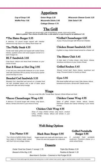 Dining menu of Felician Village, Assisted Living, Nursing Home, Independent Living, CCRC, Manitowoc, WI 7