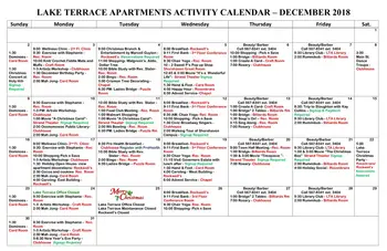 Activity Calendar of Shorehaven Living, Assisted Living, Nursing Home, Independent Living, CCRC, Oconomowoc, WI 10