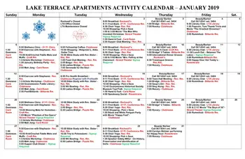 Activity Calendar of Shorehaven Living, Assisted Living, Nursing Home, Independent Living, CCRC, Oconomowoc, WI 12
