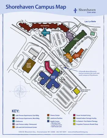 Campus Map of Shorehaven Living, Assisted Living, Nursing Home, Independent Living, CCRC, Oconomowoc, WI 4
