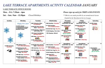 Activity Calendar of Shorehaven Living, Assisted Living, Nursing Home, Independent Living, CCRC, Oconomowoc, WI 8
