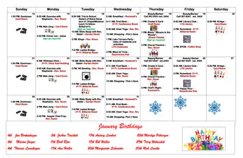 Activity Calendar of Shorehaven Living, Assisted Living, Nursing Home, Independent Living, CCRC, Oconomowoc, WI 9