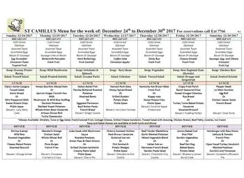 Dining menu of St. Camillus, Assisted Living, Nursing Home, Independent Living, CCRC, Wauwatosa, WI 1