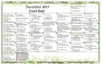 Activity Calendar of St. Camillus, Assisted Living, Nursing Home, Independent Living, CCRC, Wauwatosa, WI 3