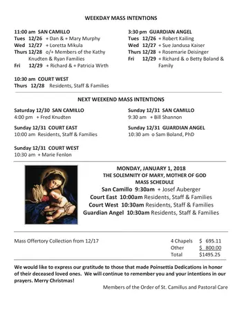 Activity Calendar of St. Camillus, Assisted Living, Nursing Home, Independent Living, CCRC, Wauwatosa, WI 11