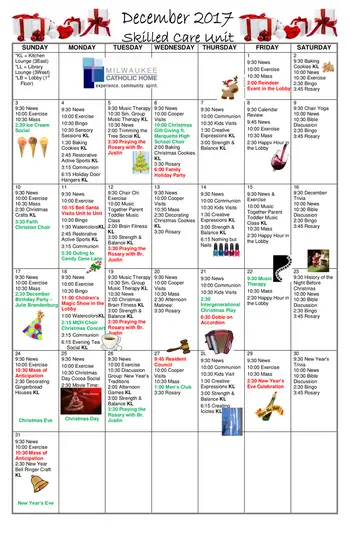 Activity Calendar of Milwaukee Catholic Home, Assisted Living, Nursing Home, Independent Living, CCRC, Milwaukee, WI 15