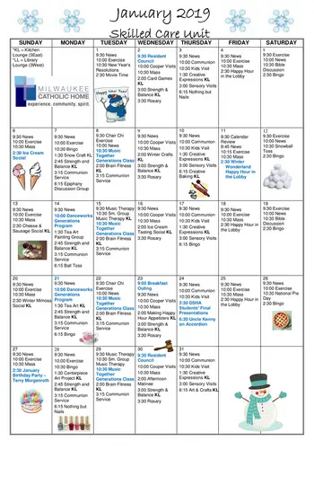 Activity Calendar of Milwaukee Catholic Home, Assisted Living, Nursing Home, Independent Living, CCRC, Milwaukee, WI 16