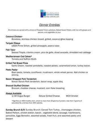 Dining menu of Milwaukee Catholic Home, Assisted Living, Nursing Home, Independent Living, CCRC, Milwaukee, WI 3
