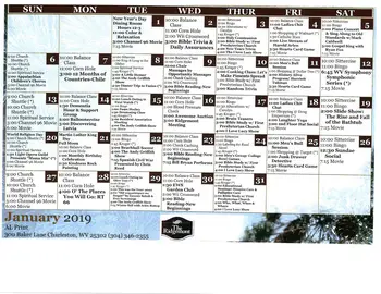 Activity Calendar of Edgewood Summit, Assisted Living, Nursing Home, Independent Living, CCRC, Charleston, WV 1