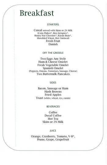 Dining menu of Edgewood Summit, Assisted Living, Nursing Home, Independent Living, CCRC, Charleston, WV 1