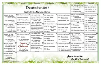 Activity Calendar of Walnut Hills, Assisted Living, Nursing Home, Independent Living, CCRC, Walnut Creek, OH 3