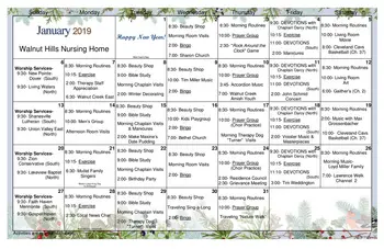 Activity Calendar of Walnut Hills, Assisted Living, Nursing Home, Independent Living, CCRC, Walnut Creek, OH 4