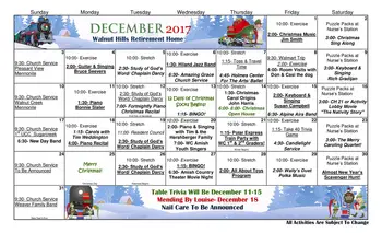 Activity Calendar of Walnut Hills, Assisted Living, Nursing Home, Independent Living, CCRC, Walnut Creek, OH 5
