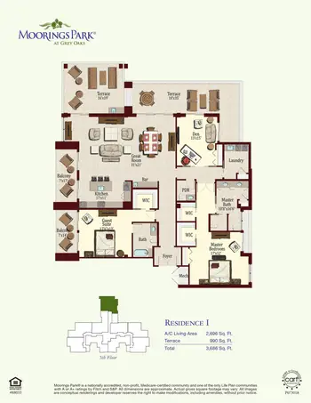 Floorplan of Moorings Park at Grey Oaks, Assisted Living, Nursing Home, Independent Living, CCRC, Naples, FL 6