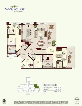 Floorplan of Moorings Park at Grey Oaks, Assisted Living, Nursing Home, Independent Living, CCRC, Naples, FL 10