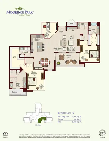 Floorplan of Moorings Park at Grey Oaks, Assisted Living, Nursing Home, Independent Living, CCRC, Naples, FL 14