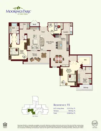 Floorplan of Moorings Park at Grey Oaks, Assisted Living, Nursing Home, Independent Living, CCRC, Naples, FL 16