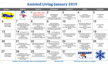Activity Calendar of Elm Crest, Assisted Living, Nursing Home, Independent Living, CCRC, Harlan, IA 2