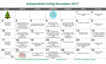 Activity Calendar of Elm Crest, Assisted Living, Nursing Home, Independent Living, CCRC, Harlan, IA 5