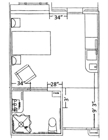 Floorplan of Mountain Vista, Assisted Living, Nursing Home, Independent Living, CCRC, Wheat Ridge, CO 1