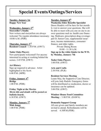 Activity Calendar of Tudor Oaks, Assisted Living, Nursing Home, Independent Living, CCRC, Muskego, WI 8