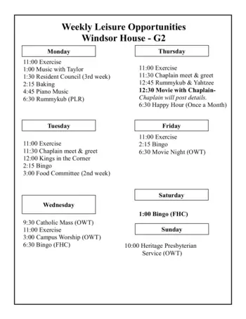 Activity Calendar of Tudor Oaks, Assisted Living, Nursing Home, Independent Living, CCRC, Muskego, WI 19