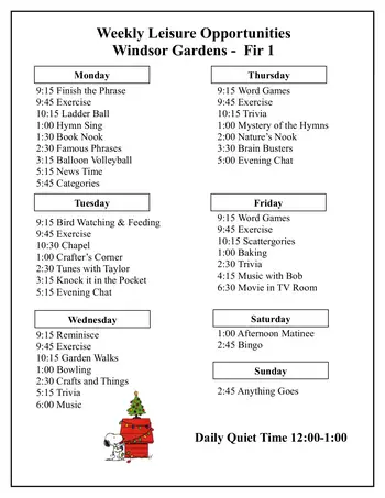 Activity Calendar of Tudor Oaks, Assisted Living, Nursing Home, Independent Living, CCRC, Muskego, WI 16