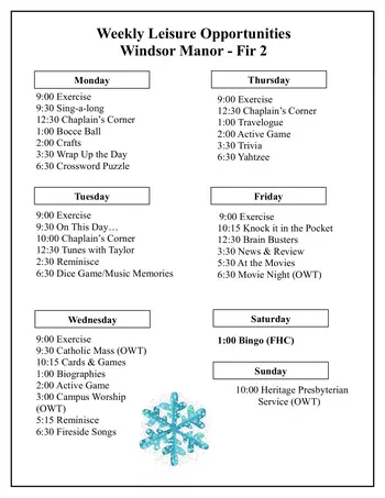 Activity Calendar of Tudor Oaks, Assisted Living, Nursing Home, Independent Living, CCRC, Muskego, WI 20