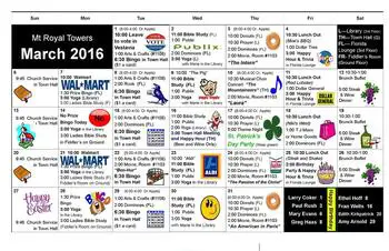 Activity Calendar of Mount Royal Towers, Assisted Living, Nursing Home, Independent Living, CCRC, Homewood, AL 20