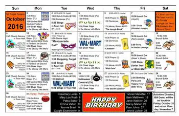 Activity Calendar of Mount Royal Towers, Assisted Living, Nursing Home, Independent Living, CCRC, Homewood, AL 8
