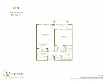Floorplan of Varenna at Fountaingrove, Assisted Living, Nursing Home, Independent Living, CCRC, Santa Rosa, CA 1