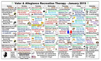 Activity Calendar of Gulfport Residents Armed Forces Retirement Home, Assisted Living, Nursing Home, Independent Living, CCRC, Gulfport, MS 2