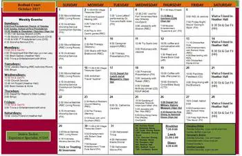 Activity Calendar of Covenant Living at Inverness, Assisted Living, Nursing Home, Independent Living, CCRC, Tulsa, OK 6