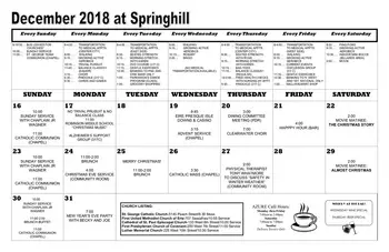 Activity Calendar of Asbury Springhill, Assisted Living, Nursing Home, Independent Living, CCRC, Erie, PA 2