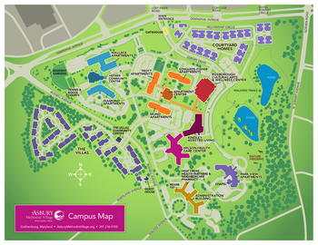 Campus Map of Asbury Methodist Village, Assisted Living, Nursing Home, Independent Living, CCRC, Gaithersburg, MD 1