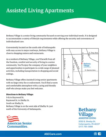 Floorplan of Bethany Village, Assisted Living, Nursing Home, Independent Living, CCRC, Indianapolis, IN 7
