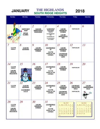 Activity Calendar of St. Luke Homes Services, Assisted Living, Nursing Home, Independent Living, CCRC, Spencer, IA 2