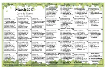 Activity Calendar of Casa de Flores, Assisted Living, Nursing Home, Independent Living, CCRC, Morro Bay, CA 1