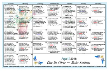 Activity Calendar of Casa de Flores, Assisted Living, Nursing Home, Independent Living, CCRC, Morro Bay, CA 2