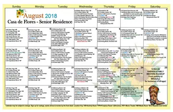 Activity Calendar of Casa de Flores, Assisted Living, Nursing Home, Independent Living, CCRC, Morro Bay, CA 4