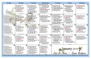 Activity Calendar of Casa de Flores, Assisted Living, Nursing Home, Independent Living, CCRC, Morro Bay, CA 7