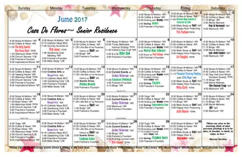 Activity Calendar of Casa de Flores, Assisted Living, Nursing Home, Independent Living, CCRC, Morro Bay, CA 10