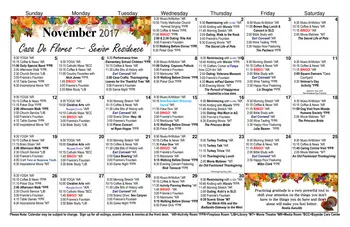 Activity Calendar of Casa de Flores, Assisted Living, Nursing Home, Independent Living, CCRC, Morro Bay, CA 12