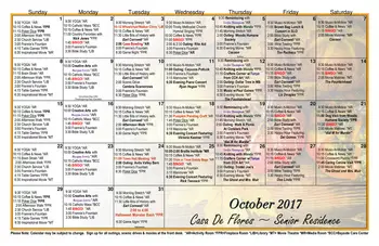 Activity Calendar of Casa de Flores, Assisted Living, Nursing Home, Independent Living, CCRC, Morro Bay, CA 13