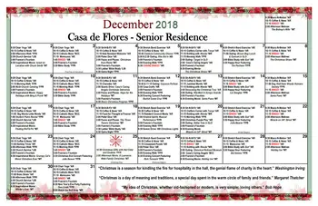 Activity Calendar of Casa de Flores, Assisted Living, Nursing Home, Independent Living, CCRC, Morro Bay, CA 16