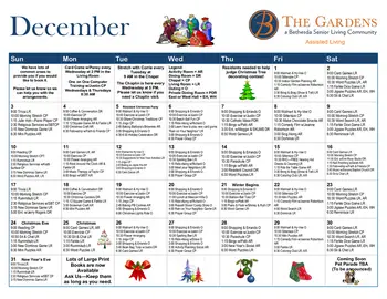 Activity Calendar of The Gardens, Assisted Living, Nursing Home, Independent Living, CCRC, Springfield, MO 1