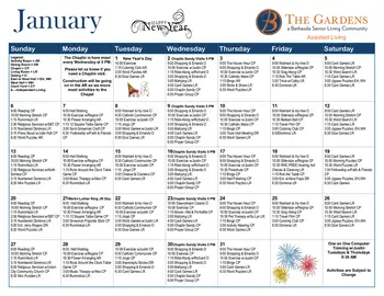 Activity Calendar of The Gardens, Assisted Living, Nursing Home, Independent Living, CCRC, Springfield, MO 3