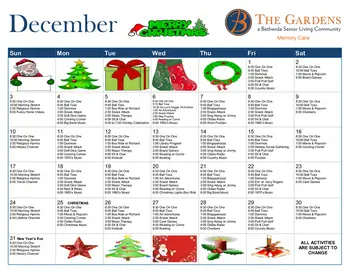 Activity Calendar of The Gardens, Assisted Living, Nursing Home, Independent Living, CCRC, Springfield, MO 6