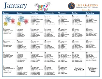 Activity Calendar of The Gardens, Assisted Living, Nursing Home, Independent Living, CCRC, Springfield, MO 7